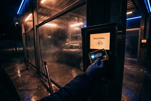 Professional payment terminal at car wash